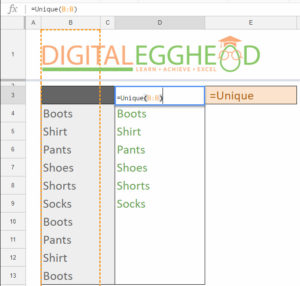 Google Sheets Tips - Remove Duplicates - 04 Unique List